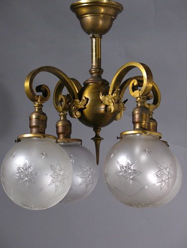 4-Light Chandelier with Cut Glass Ball Shades
